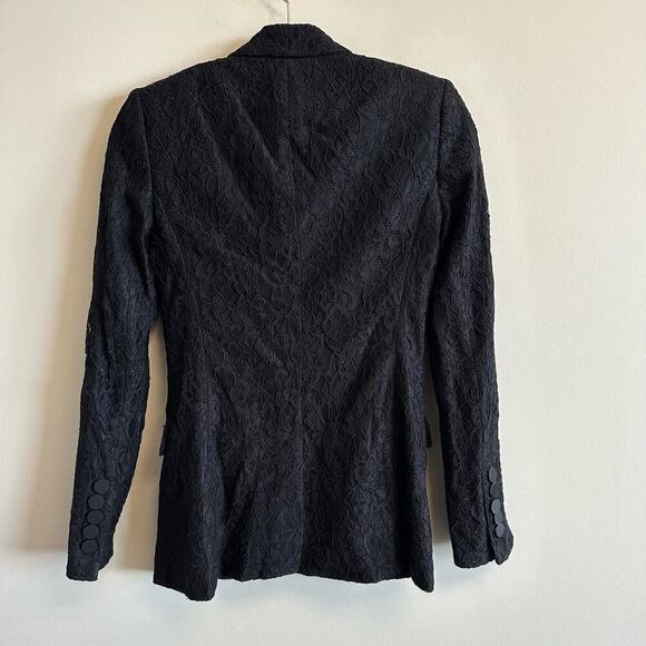 Veronica Beard Ashburn Black Lace Blazer Size 00 Longline One Button Pockets - Picture 7 of 8